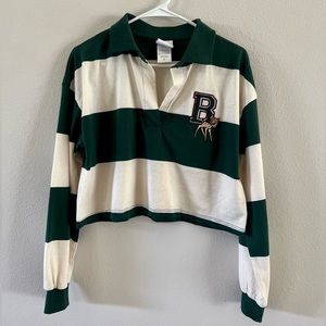 Women's Disney Bambi Long Sleeve Striped Graphic Polo T-Shirt - Ivory